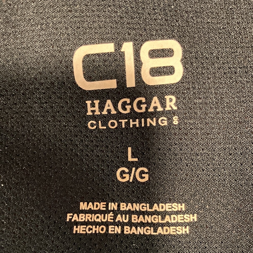 ⭐️ Host Pick ⭐️ NWOT - Haggar Mens Golf C18 Black Polo Shirt Striped Collar Sz L - Picture 3 of 11